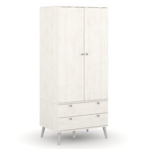 Avoch Wooden Wardrobe With 2 Doors 2 Drawers In White