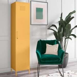 Cerritos Metal Wardrobe With 1 Door In Yellow