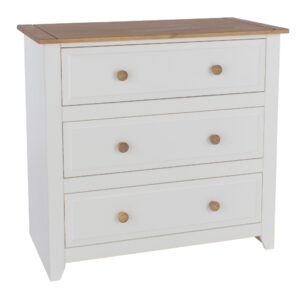 Chatfield Wooden Chest Of 3 Drawers In White And Oak