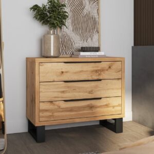 Hamburg Wooden Chest Of 3 Drawers In Wotan Oak