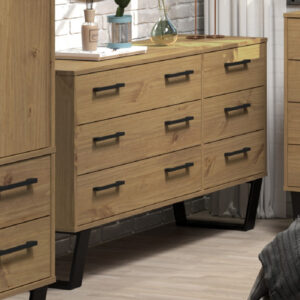 Tilston Wooden Chest Of 6 Drawers In Oak And Black