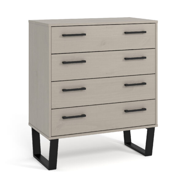 Tilston Wooden Wide Chest Of 4 Drawers In White And Black