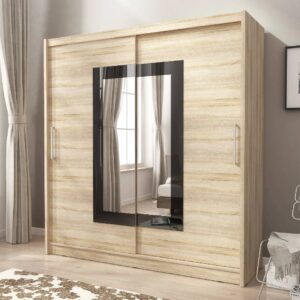 Waldorf II Mirrored 200cm Wardrobe 2 Sliding Doors In Sonoma Oak