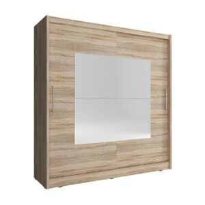 Waldorf IX Mirrored 180cm Wardrobe 2 Sliding Doors In Sonoma Oak