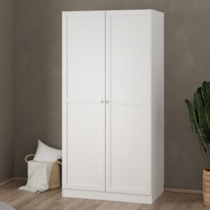 Bensalem Wooden Wardrobe With 2 Doors In White