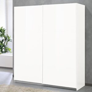 Abby Medium Wooden Sliding Door Wardrobe In White