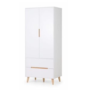 Abrina Wooden Wardrobe In Matt White And Oak