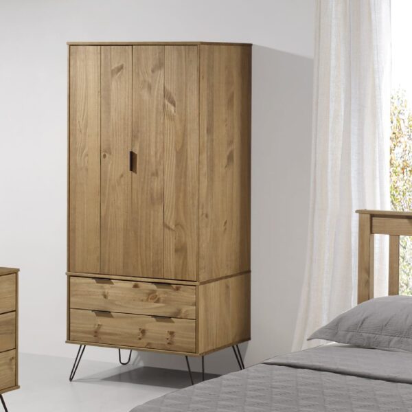 Avoch Wooden Wardrobe With 2 Doors 2 Drawers In Oak