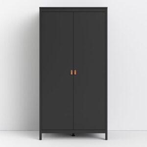 Barcila Wooden Wardrobe With 2 Doors in Matt Black