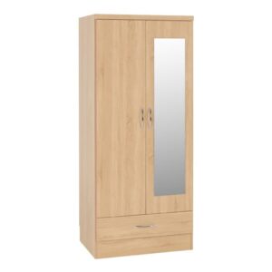 Mark Wooden Wardrobe With 2 Doors 1 Drawer In Sonoma Oak