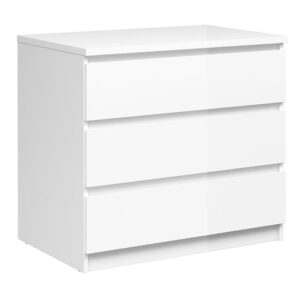 Nakou High Gloss Chest Of 3 Drawers In White