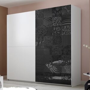 Soxa Wooden Sliding Door Wardrobe In Serigraphed Grey