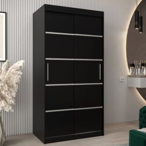 Vevey I Wooden Wardrobe 2 Sliding Doors 100cm In Black