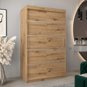 Vevey I Wooden Wardrobe 2 Sliding Doors 120cm In Artisan Oak